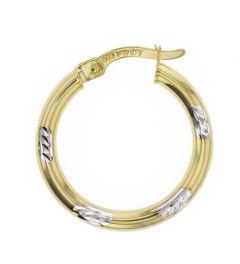 9Y Silver Filled Hoop Earrings with 9W Diamond Cut Pattern