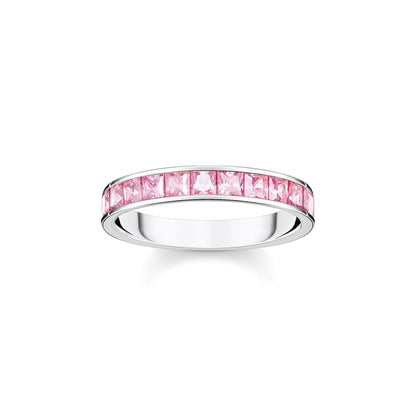 THOMAS SABO Heritage Pink Pave Silver Band Ring