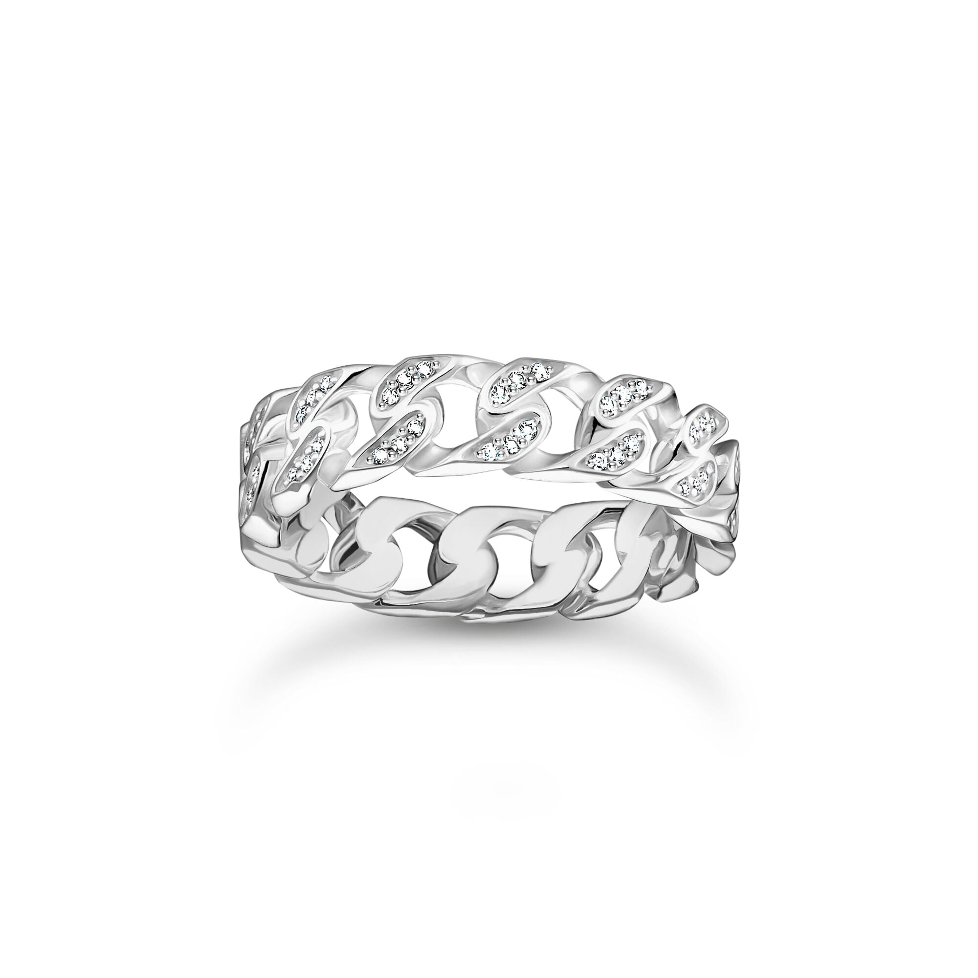 THOMAS SABO Slim ring with chain links and white stones
