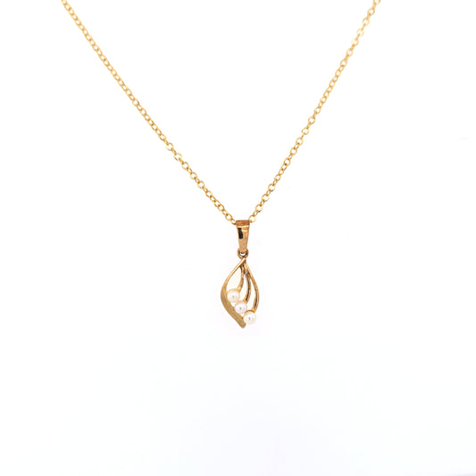 9K YG Triple Pearl Pendant