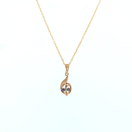 9K YG with Blue Sapphire Pendant