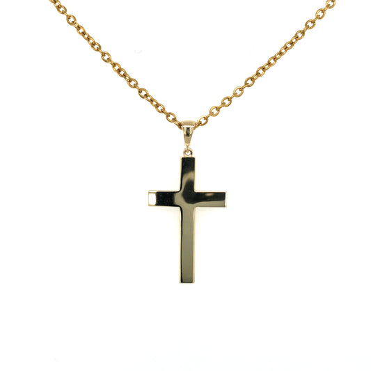 9K YG Hollow Cross 27mm Pendant