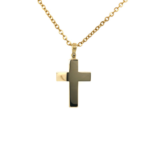 9K YG 25mm Solid Cross Pendant