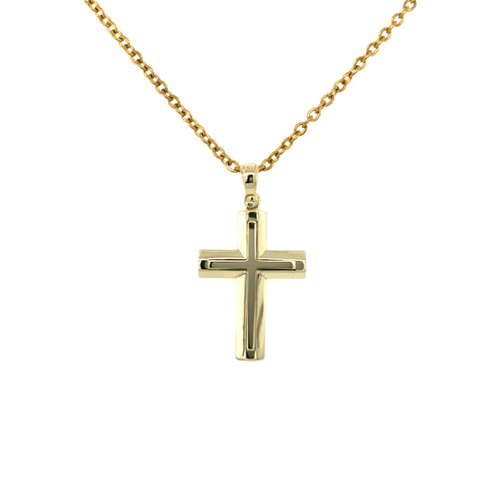 9K YG 24.7mm Cross Pendant