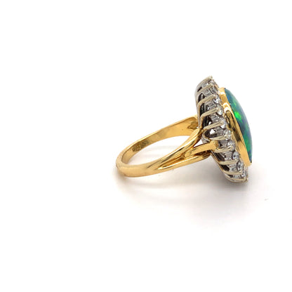 18K 2T Natural Diamond Opal Ring