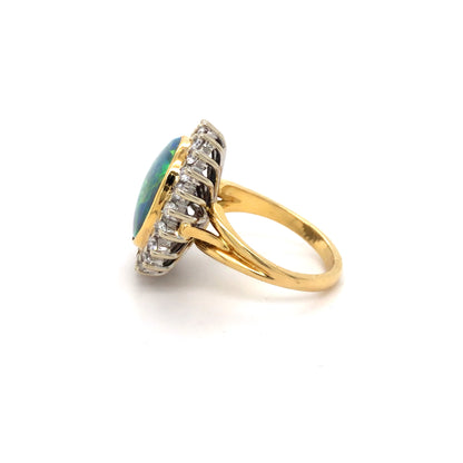18K 2T Natural Diamond Opal Ring