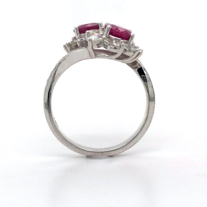 18K White Gold Ruby and Diamond Ring (Oval)