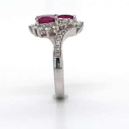 18K White Gold Ruby and Diamond Ring (Oval)