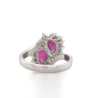 18K White Gold Ruby and Diamond Ring (Oval)