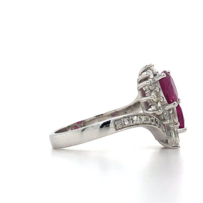 18K White Gold Ruby and Diamond Ring (Oval)