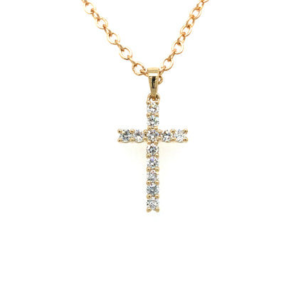 9K YG Lab Grown Diamond Cross Pendant