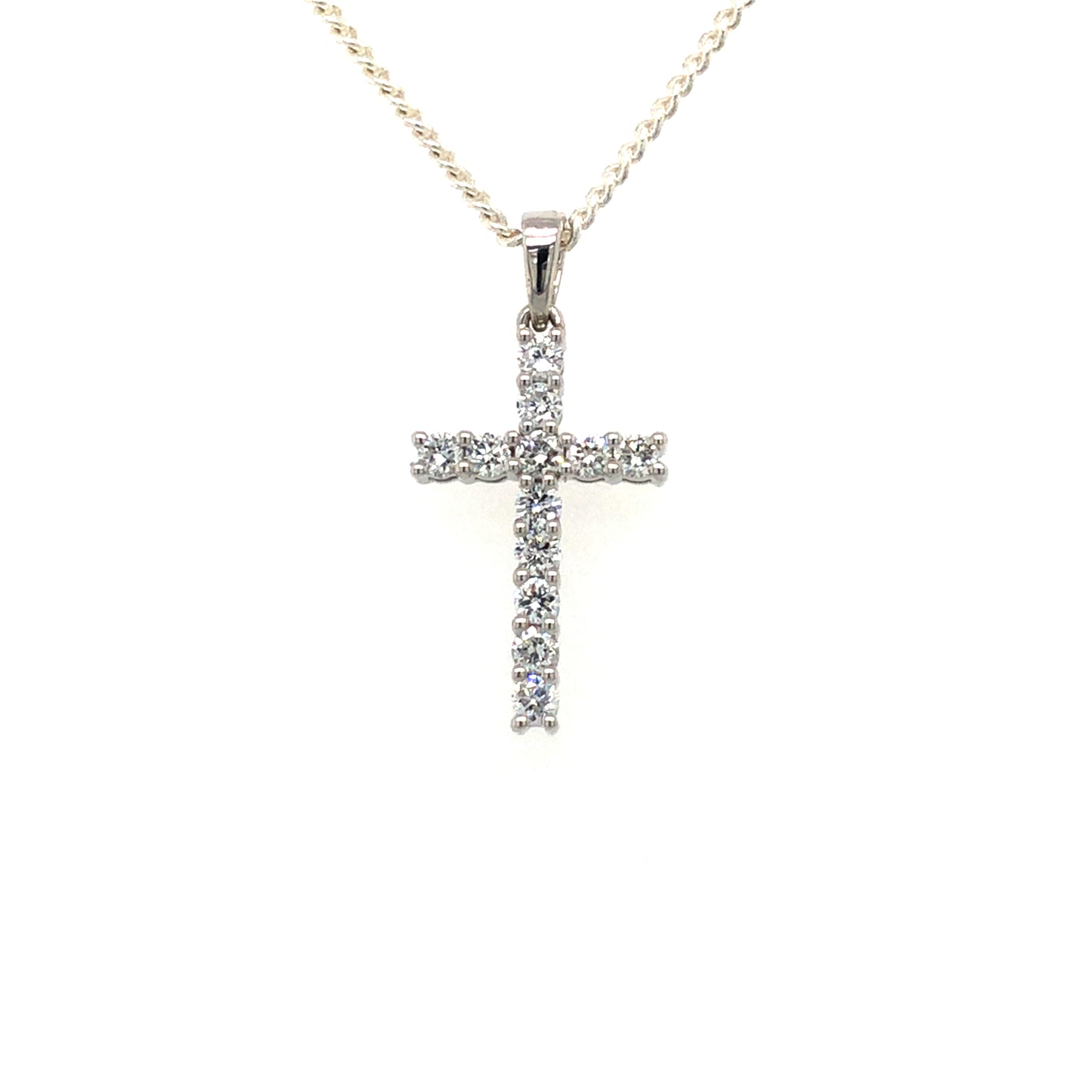 9K WG Lab Grown Diamond Cross Pendant