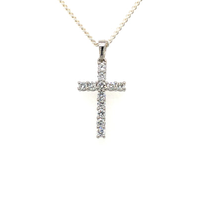 9K WG Lab Grown Diamond Cross Pendant