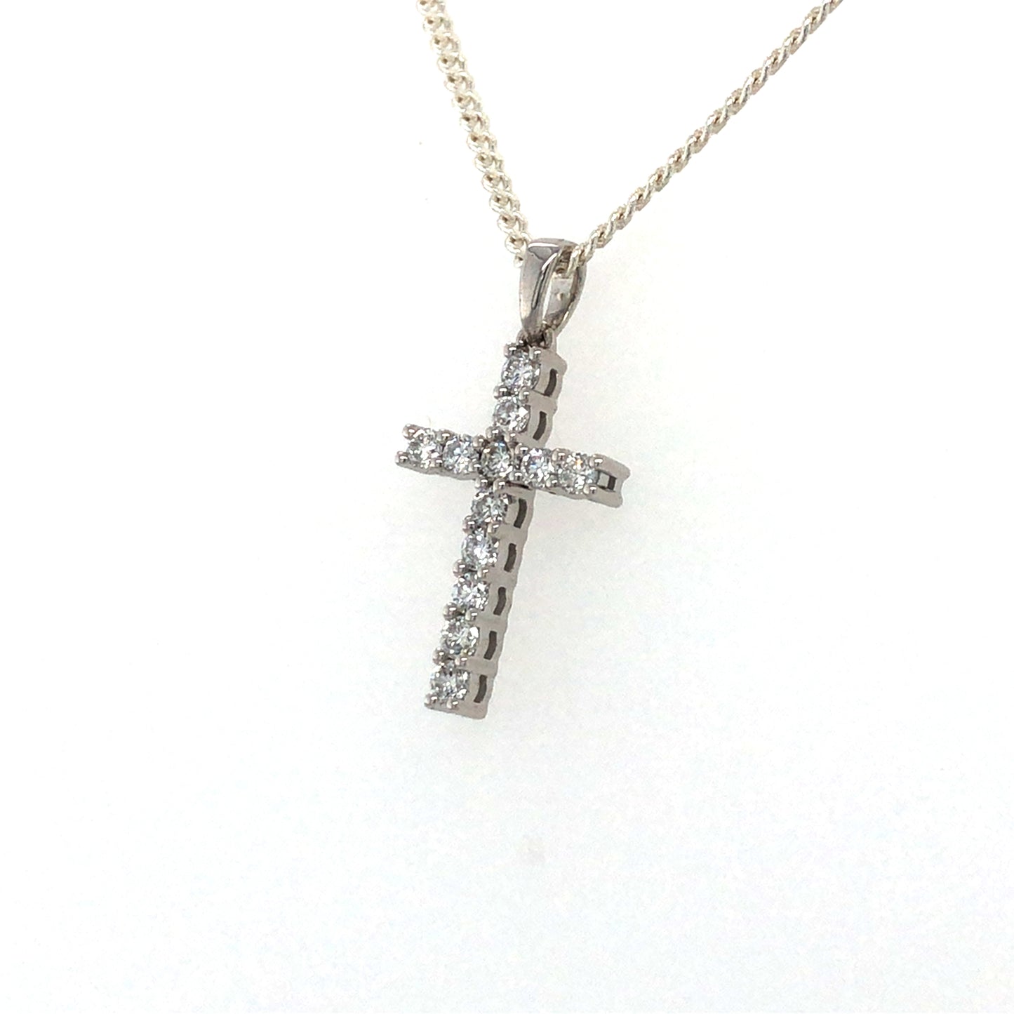9K WG Lab Grown Diamond Cross Pendant