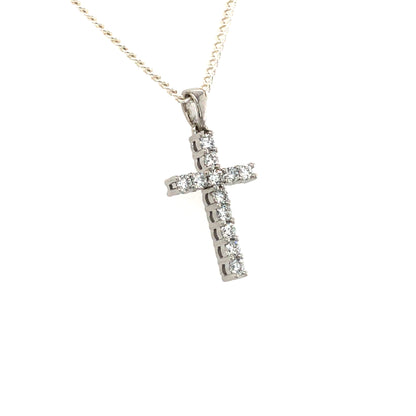 9K WG Lab Grown Diamond Cross Pendant
