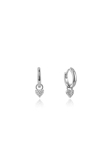 GEORGINI Sweetheart Sparkly Heart Mini Drop Hoops