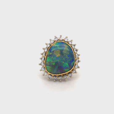 18K 2T Natural Diamond Opal Ring