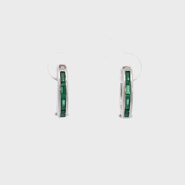 BAGUETTE HOOP SILVER AND GREEN