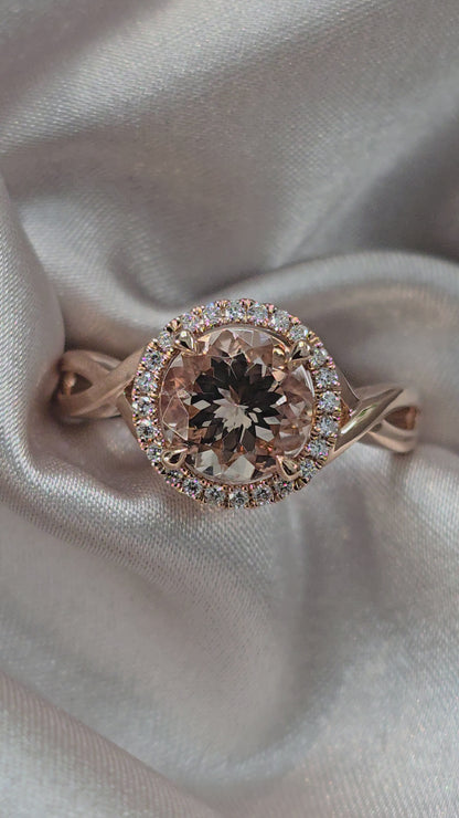 Apricot Morganite Ring 14kt Rose Gold