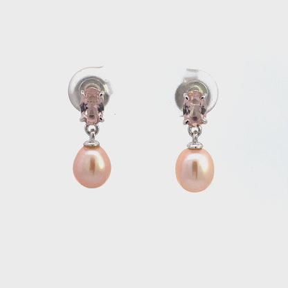 WHITSUNDAYS PINK FRESHWATER PEARL EARRINGS SILVER