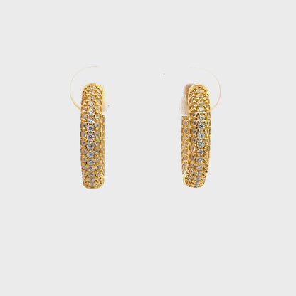 GODDESS PAVE HOOPS GOLD