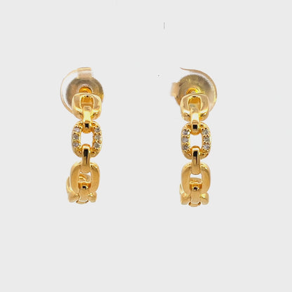 TWELVE NATURAL DIAMOND LINK EARRINGS GOLD