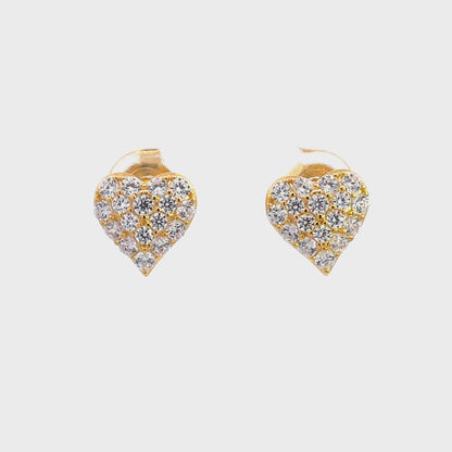 SWEETHEART SPARKLY HEART STUDS GOLD