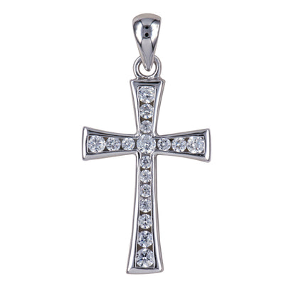 Rhodium Plated Cz Cross