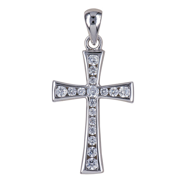Rhodium Plated Cz Cross