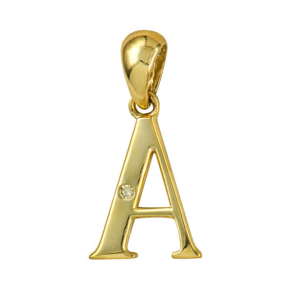 Diamond Set Block Initial Charm — A