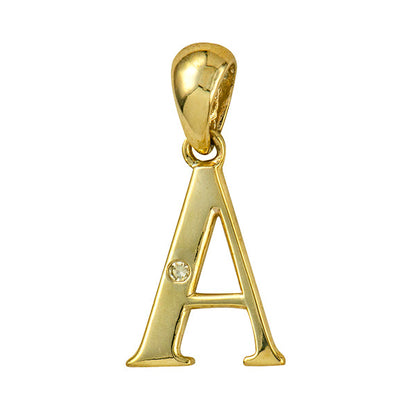 Diamond Set Block Initial Charm — A