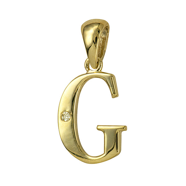 9Y Diamond Set Block Initial G Charm