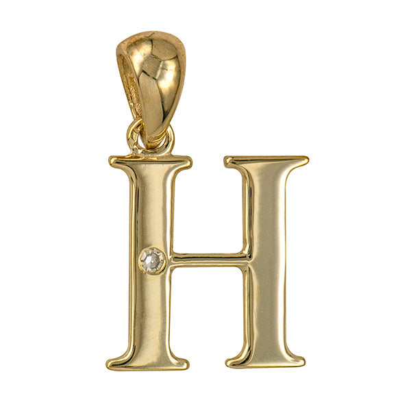 Diamond Set Block Initial Charm — H