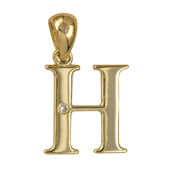 9Y Diamond Set Block Initial H Charm