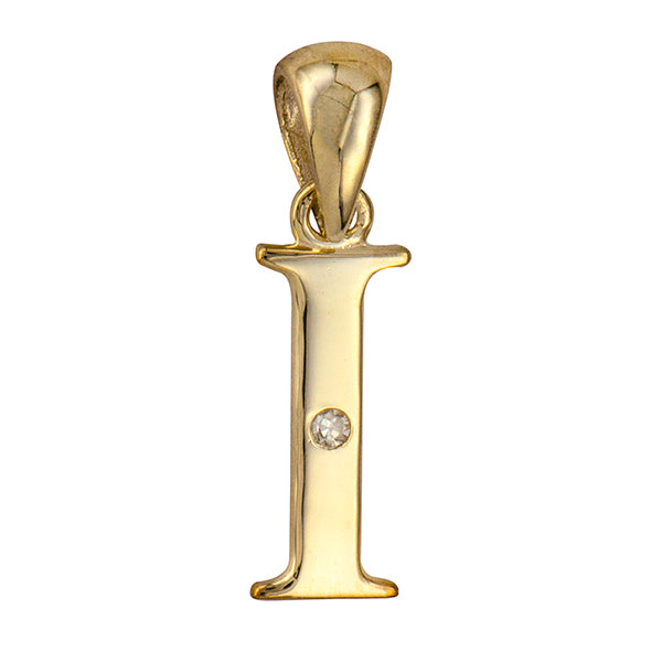 9Y Diamond Set Block Initial I Charm