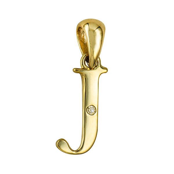 Diamond Set Block Initial Charm — J