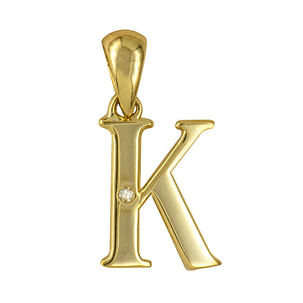9Y Diamond Set Block Initial K Charm