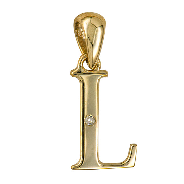 9Y Diamond Set Block Initial L Charm