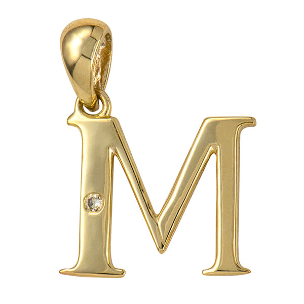 9Y Diamond Set Block Initial M Charm