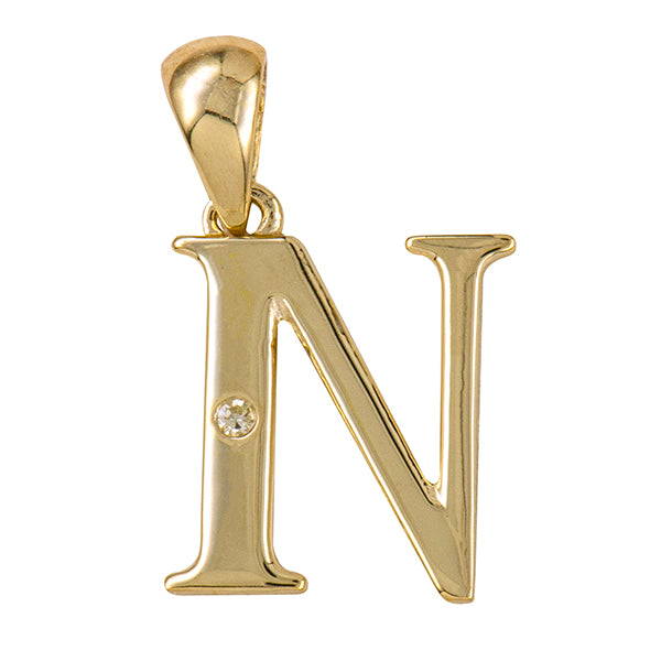 9Y Diamond Set Block Initial N Charm