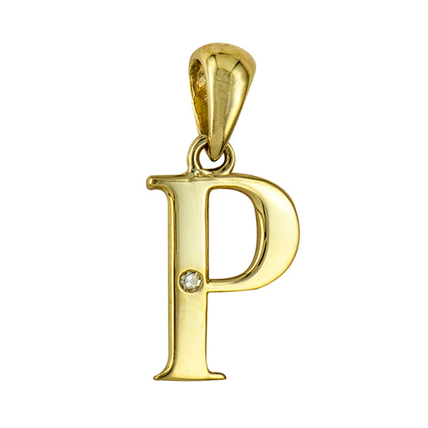 9Y Diamond Set Block Initial P Charm