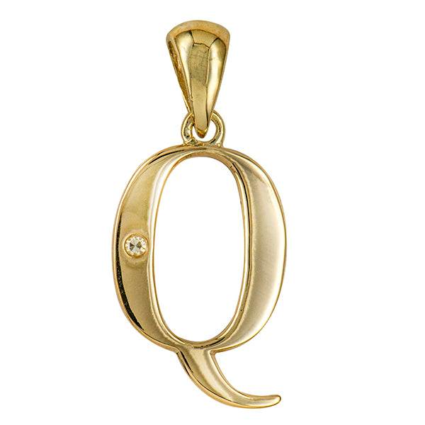 9Y Diamond Set Block Initial Q Charm