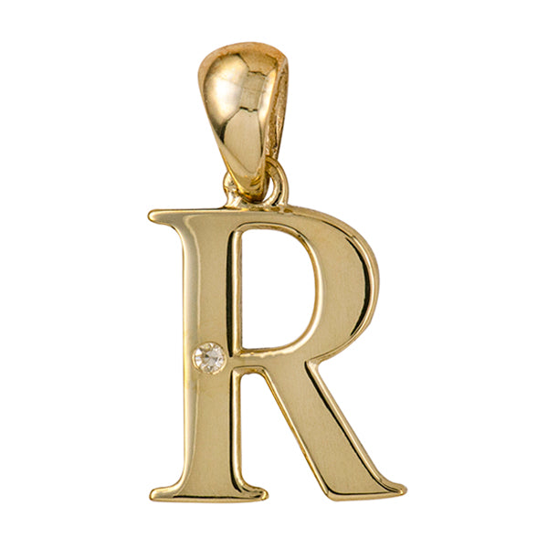 9Y Diamond Set Block Initial R Charm