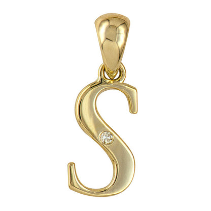 Diamond Set Block Initial Charm — S