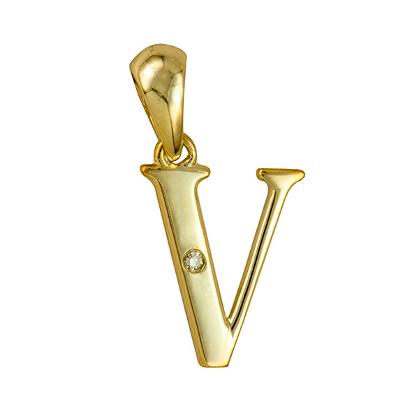 9Y Diamond Set Block Initial V Charm