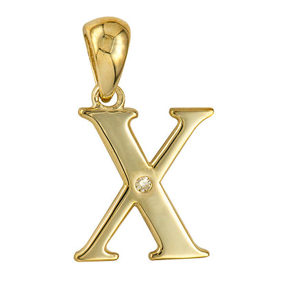 Diamond Set Block Initial Charm — X