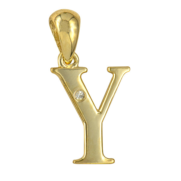 9Y Diamond Set Block Initial Y Charm