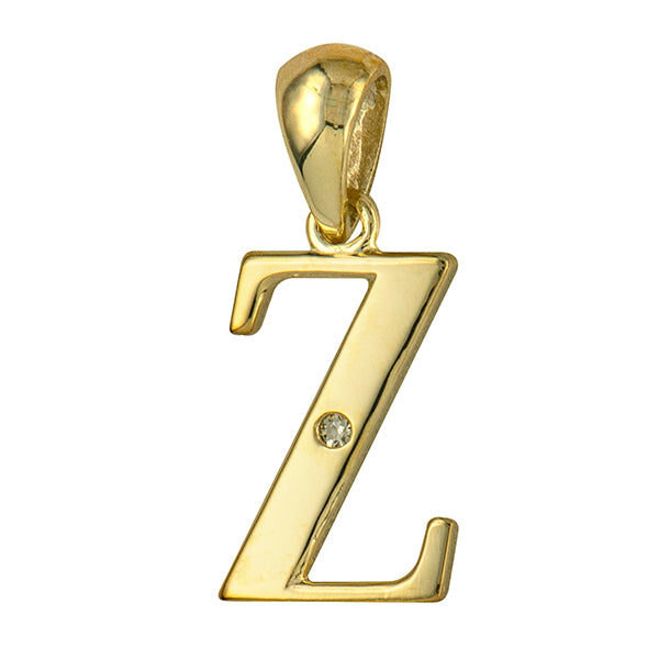 9Y Diamond Set Block Initial Z Charm