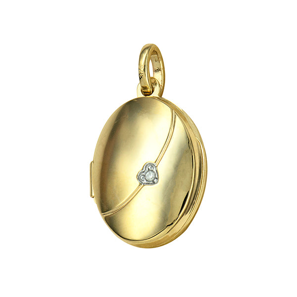 17mm Diamond Set Oval Locket