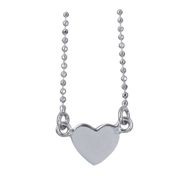 8mm Heart Necklet with 40cm Chain + 5cm Extender